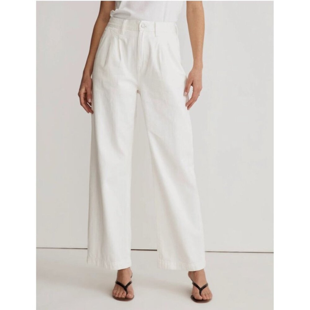 Madewell Baggy Straight Jeans NWT Sz 32 White Pleated Front High Waisted